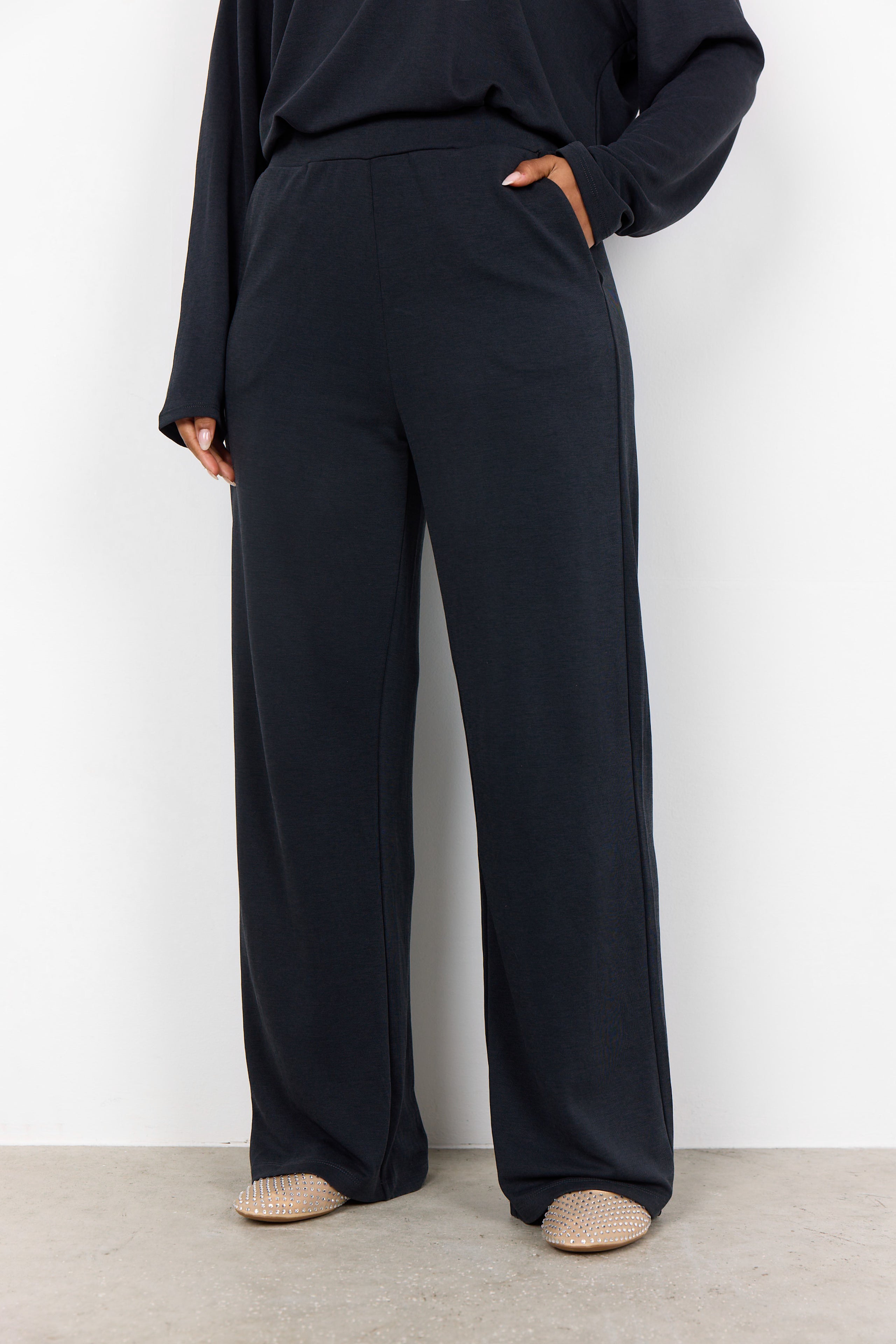 Soya Concept Felucca 3 Trouser- Black-Trousers-White finn
