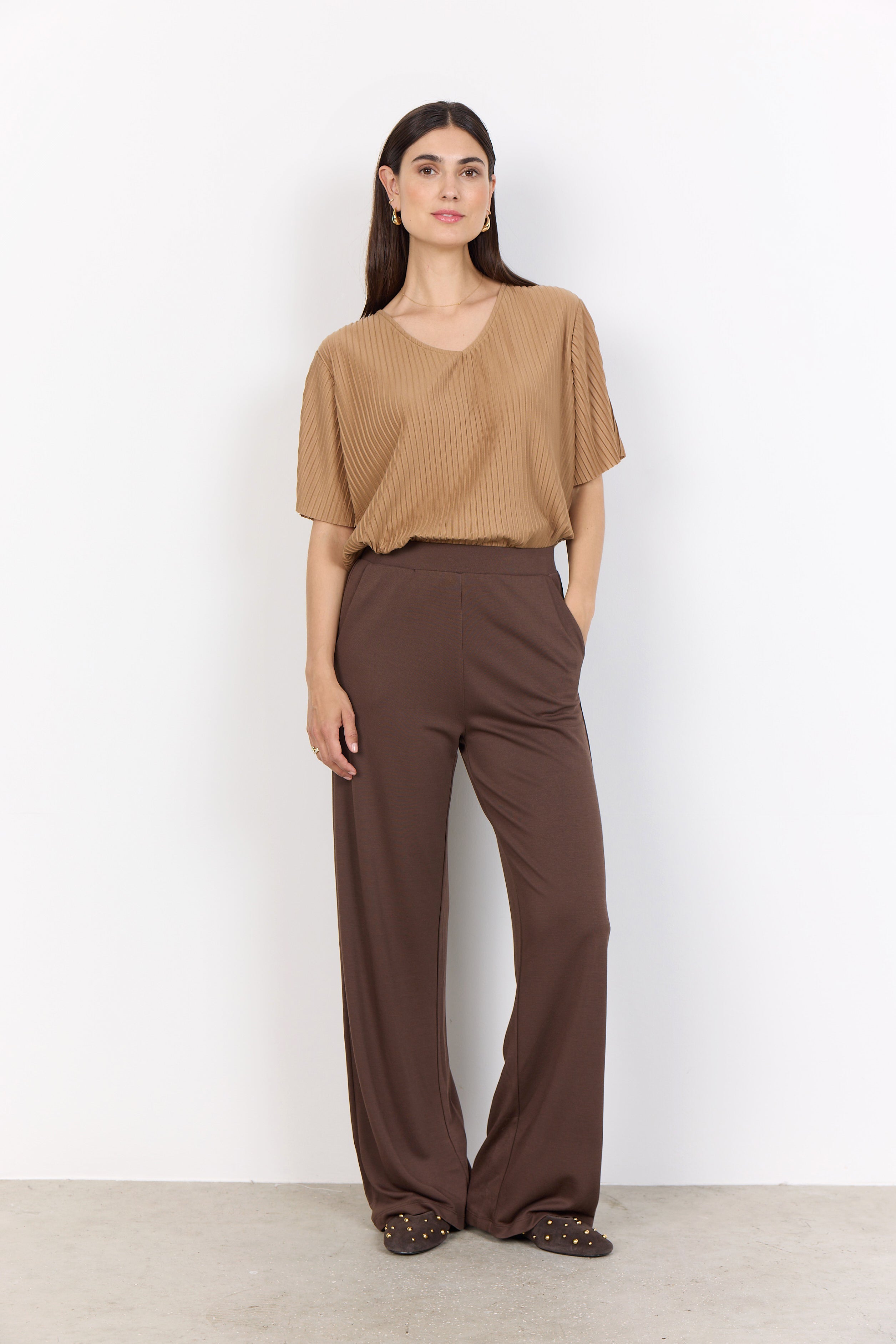 Soya Concept Felucca 3 Trousers - Brown-Trouser-White finn