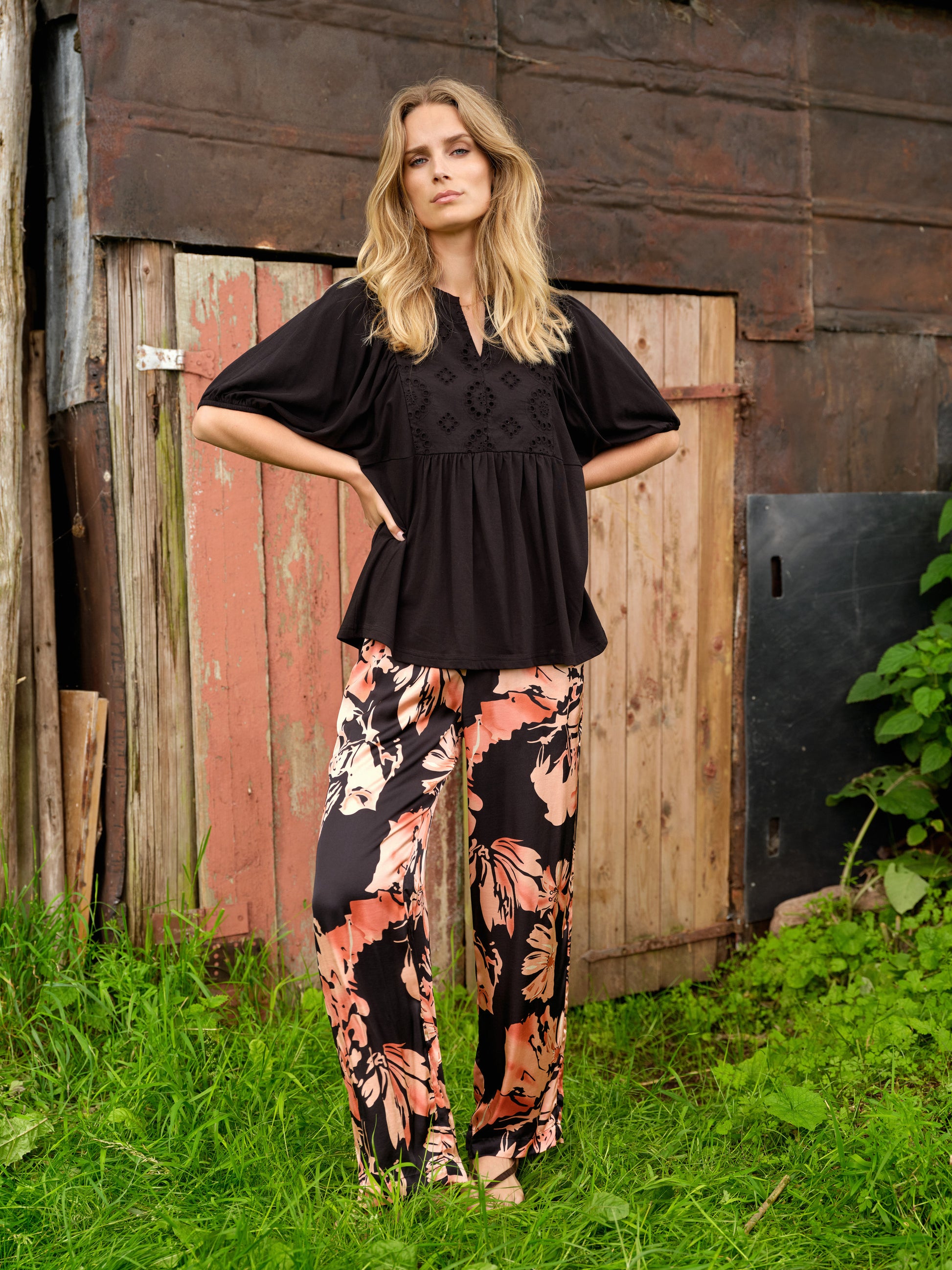 Soya Concept SC-PEACH 3-B Pants Coral-White finn