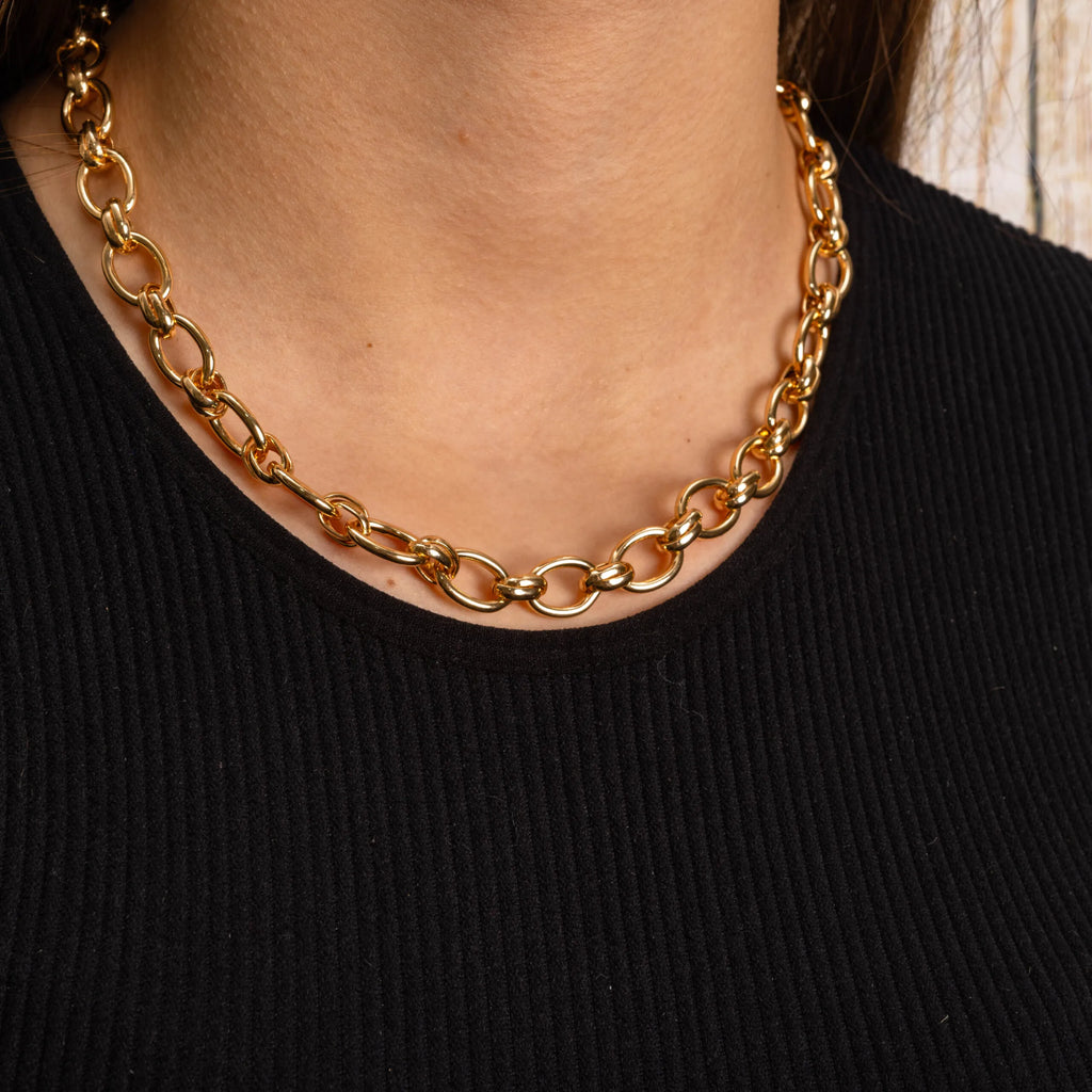 Jess and Lou Chunky Chain Choker Gold-Necklace-White finn