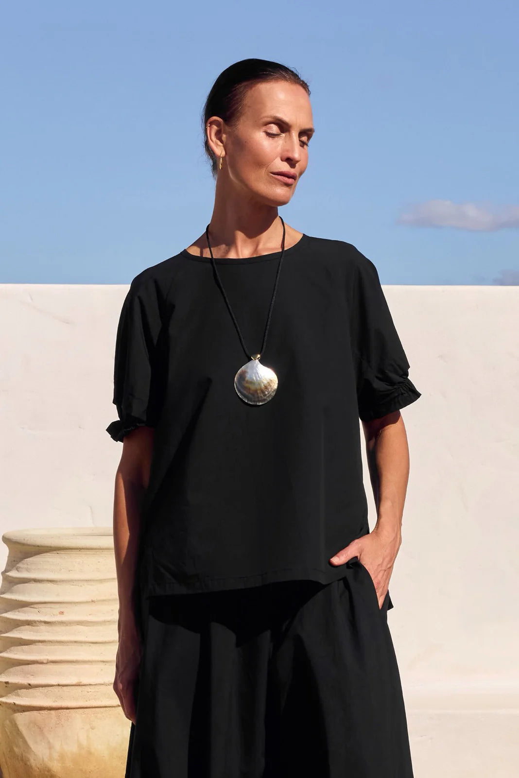 Tirelli Ruffle Sleeve Top-Tirelli-White finn