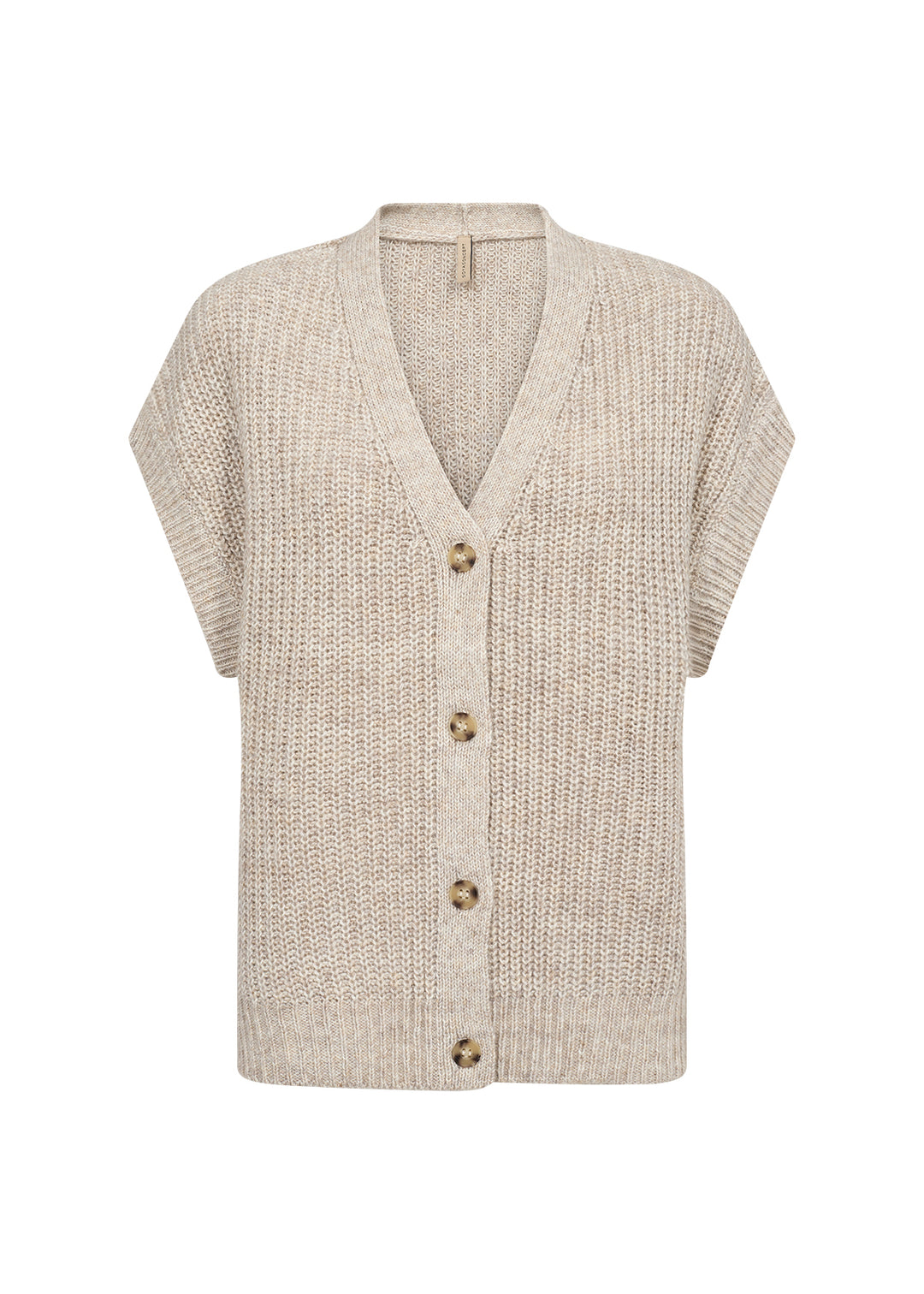 Soya Concept Ibea 1 Knitted Waistcoat-Knitwear-White finn
