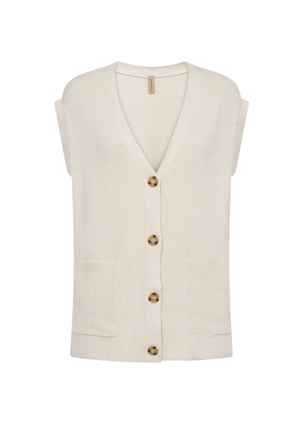 Soya Concept Kanita 18 Knitted Waistcoat-White finn