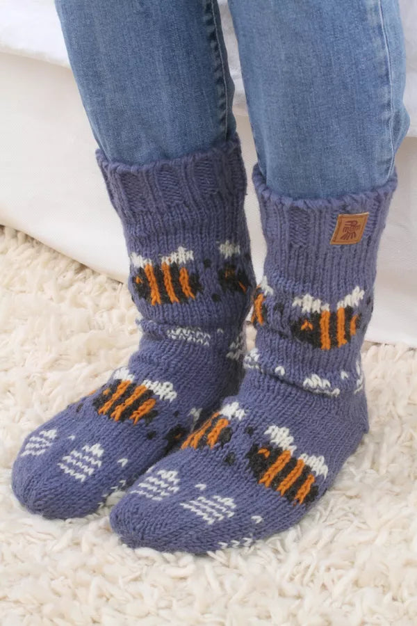 Pachamama- Beehive Sofa Socks Denim-Socks-White finn