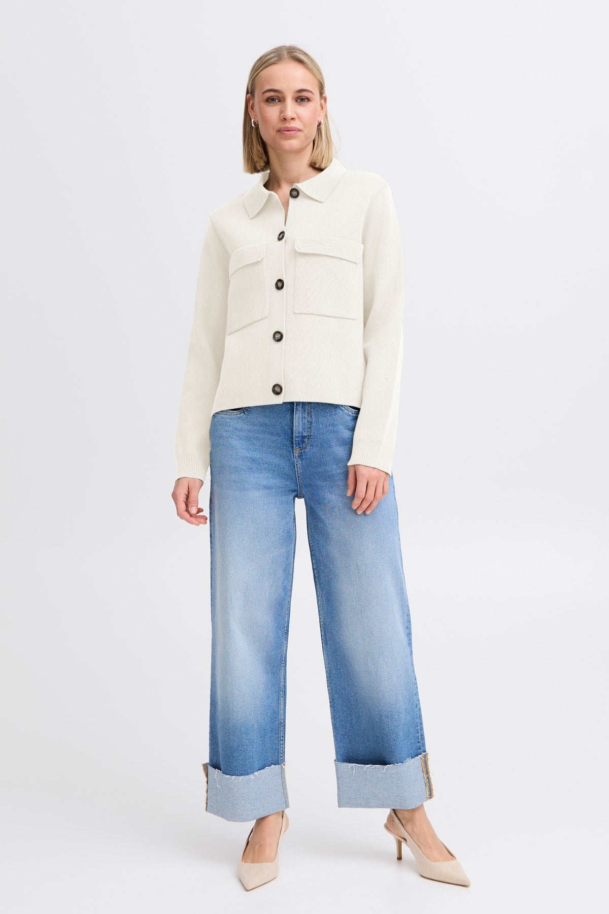 Fransa Frita Cardigan-White finn
