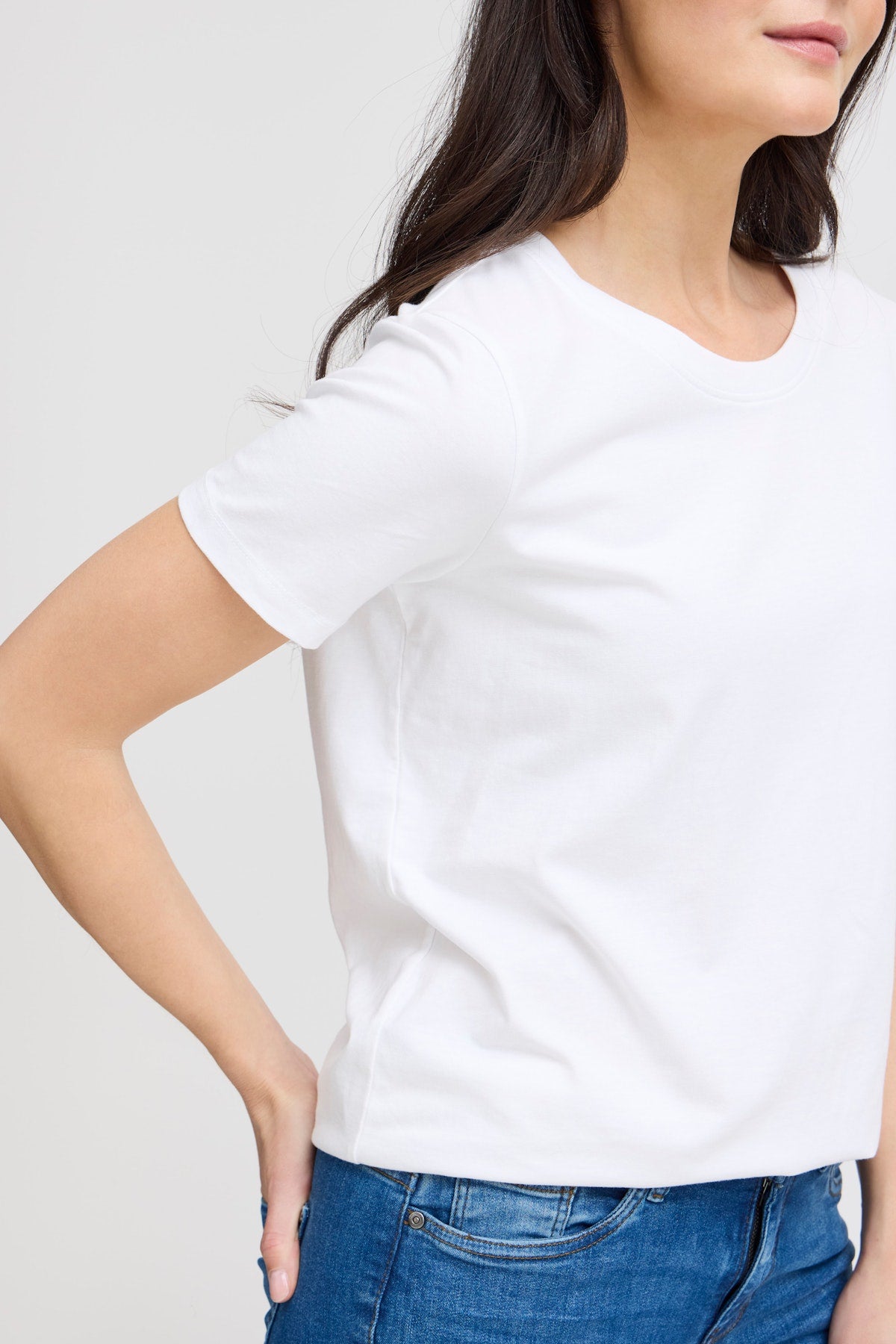 Fransa Frzashoulder Cotton Tee-Shirts & Tops-White finn