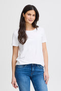 Fransa Frzashoulder Cotton Tee-Shirts & Tops-White finn