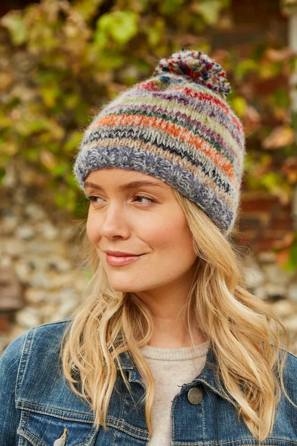 Pachamama Coroico Bobble Beanie-Hat-White finn