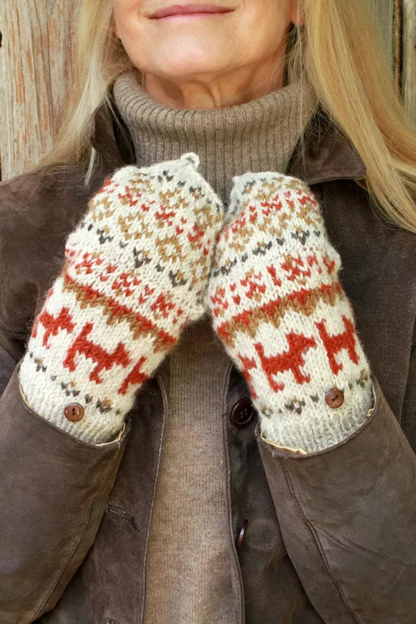 Pachamama Walking The Dog Glove/Mitts-White finn