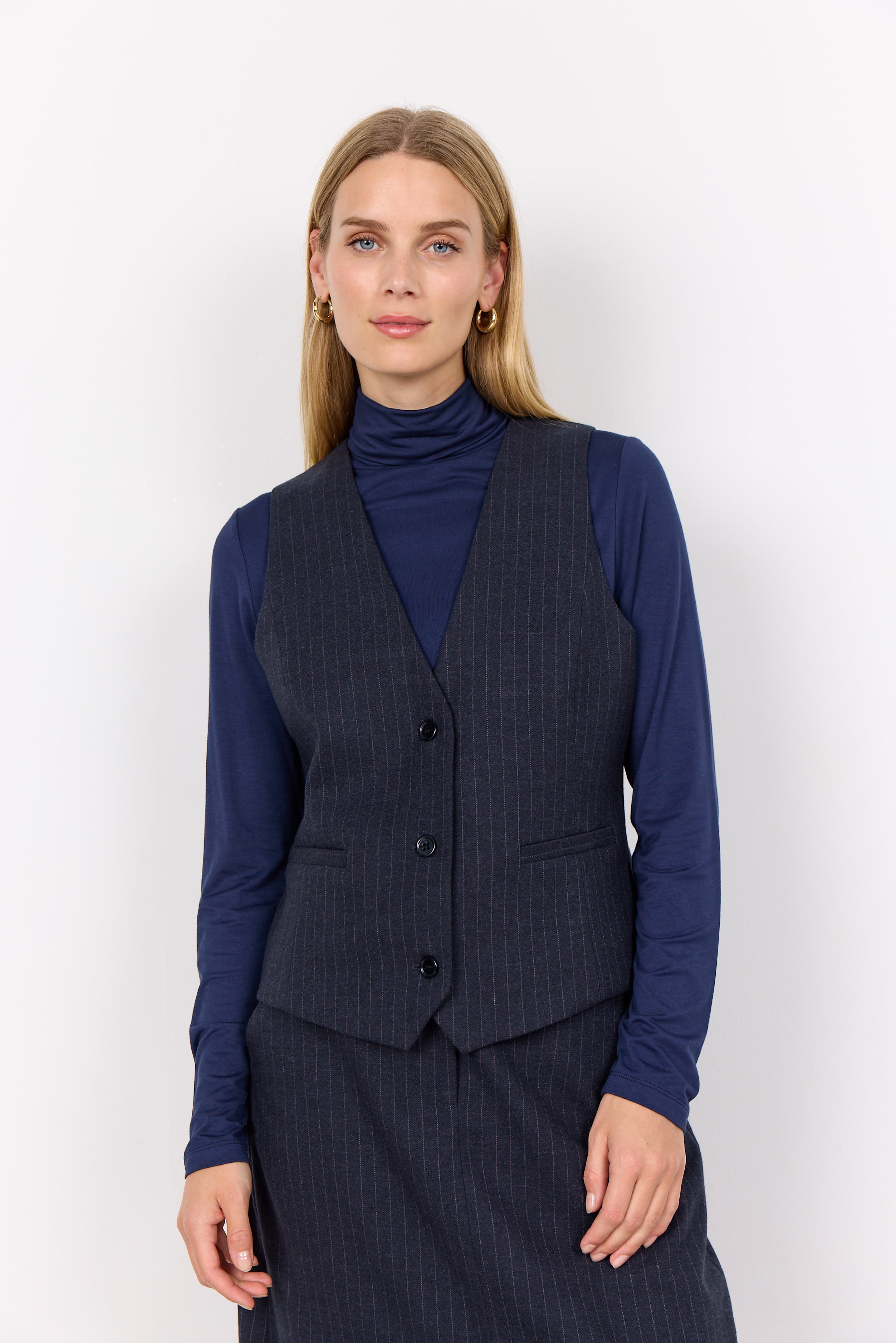 Soya Concept Isabelle 1 Waistcoat-Waistcoat-White finn