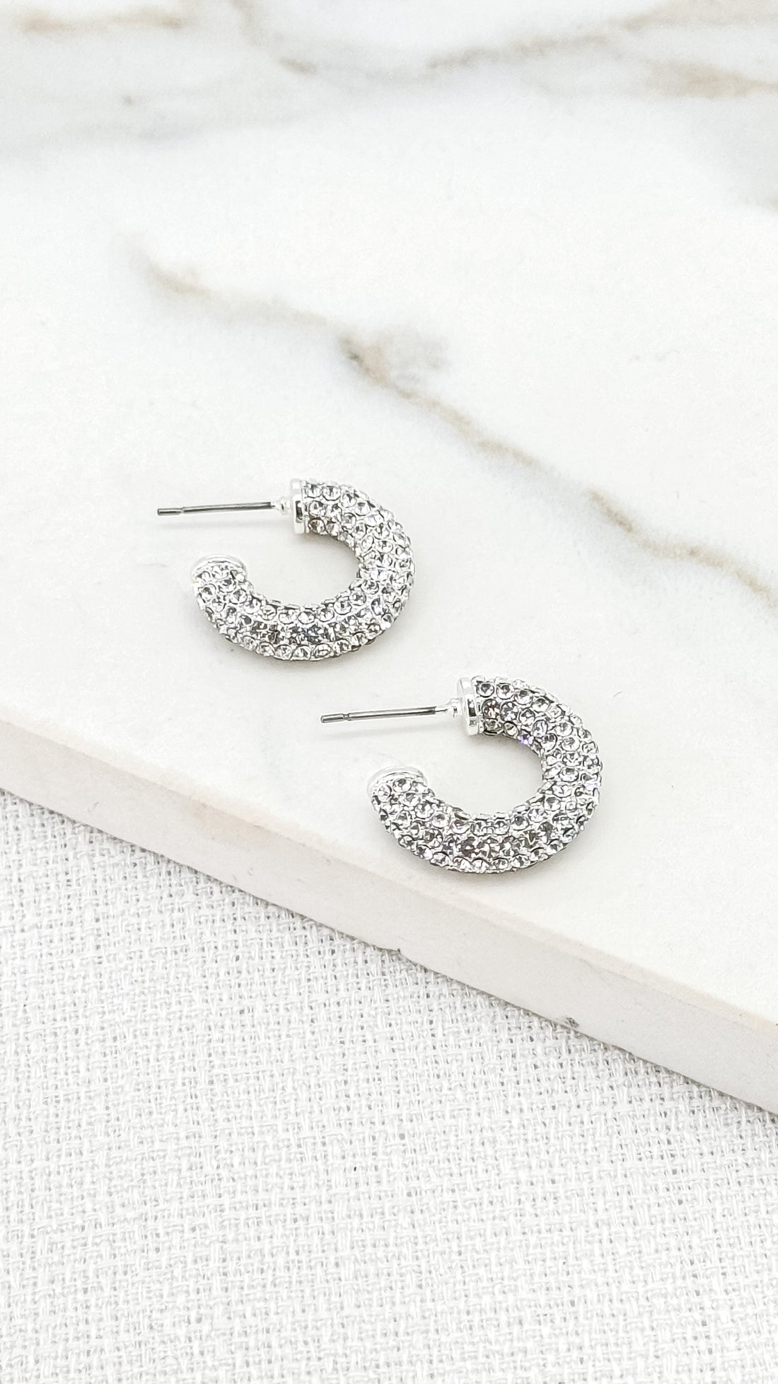 Diamante hoop earring-Earrings-White finn
