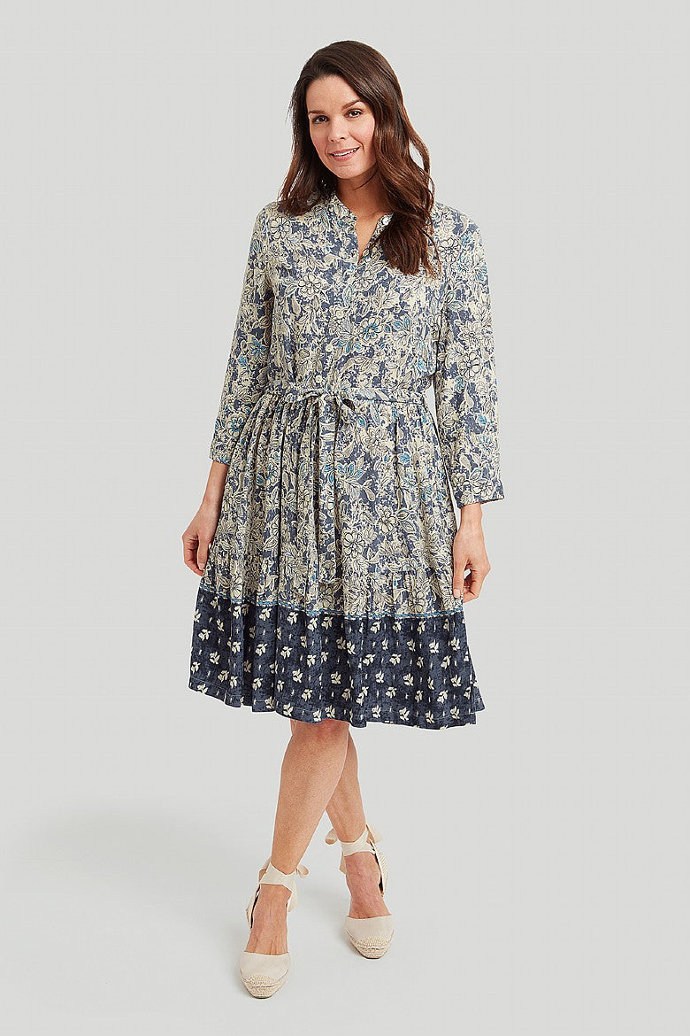 Adini Stacy Dress Woodcut Floral Border print