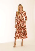 Pomodoro Zebra Shirt Dress-Pomodoro-White finn