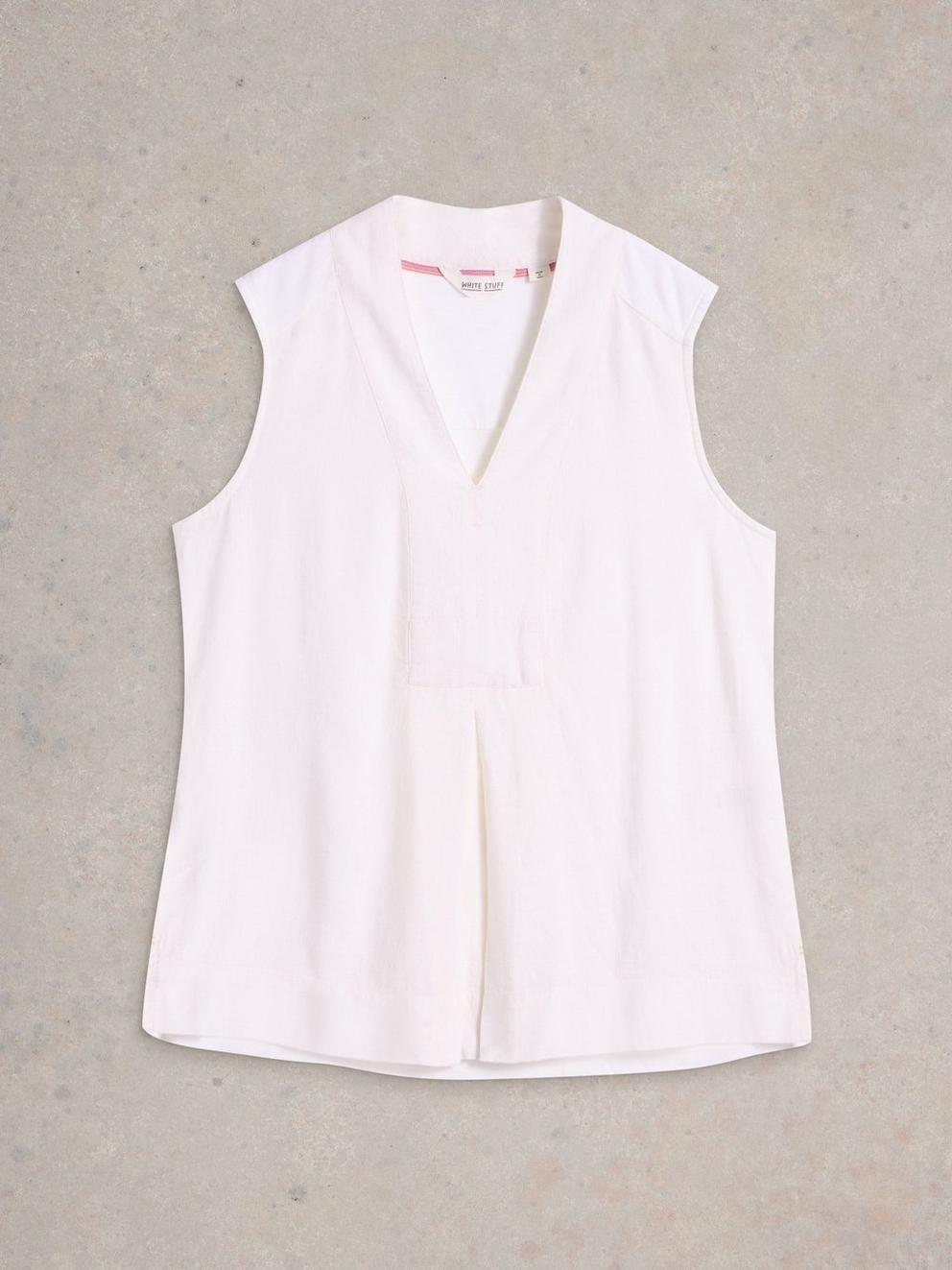 White Stuff Celia Jersey Mix Shirt-White finn