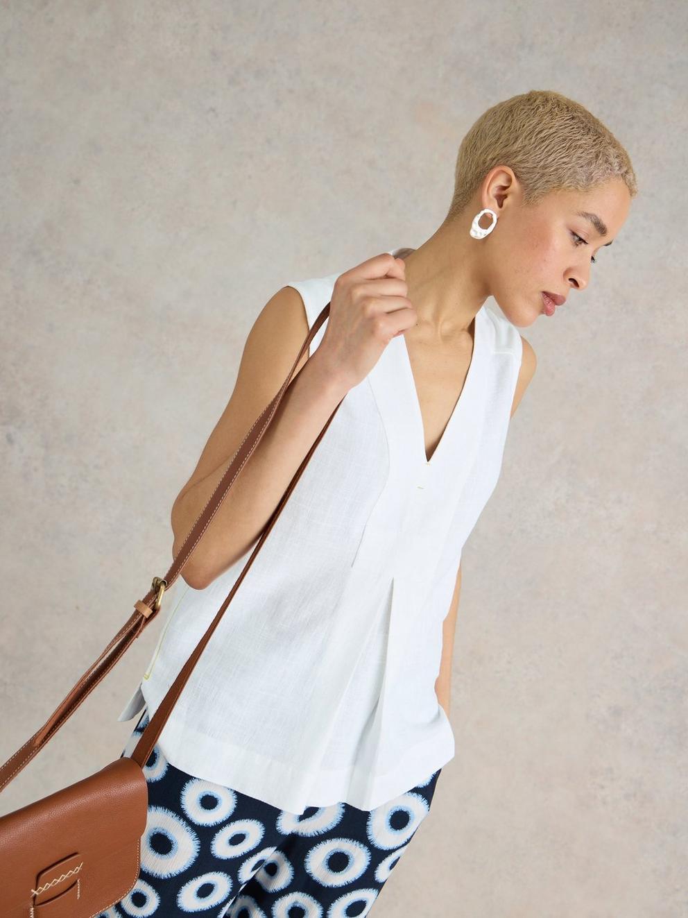 White Stuff Celia Jersey Mix Shirt-White finn