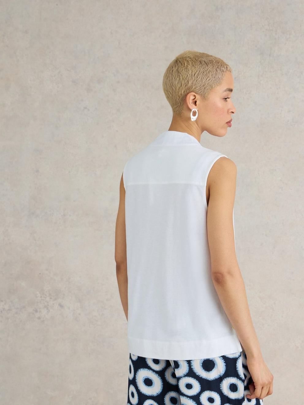 White Stuff Celia Jersey Mix Shirt-White finn