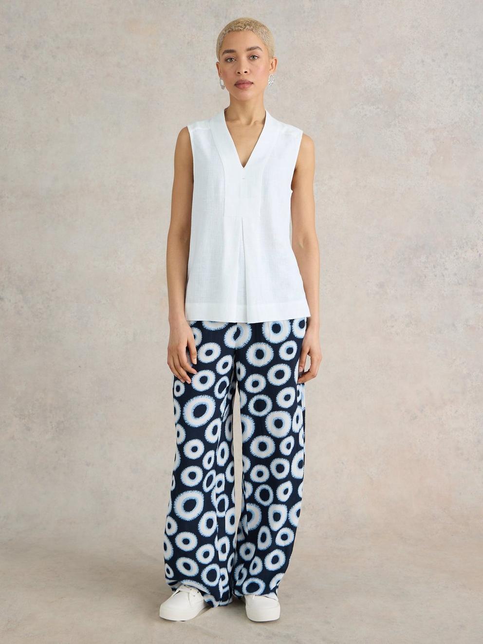 White Stuff Celia Jersey Mix Shirt-White finn