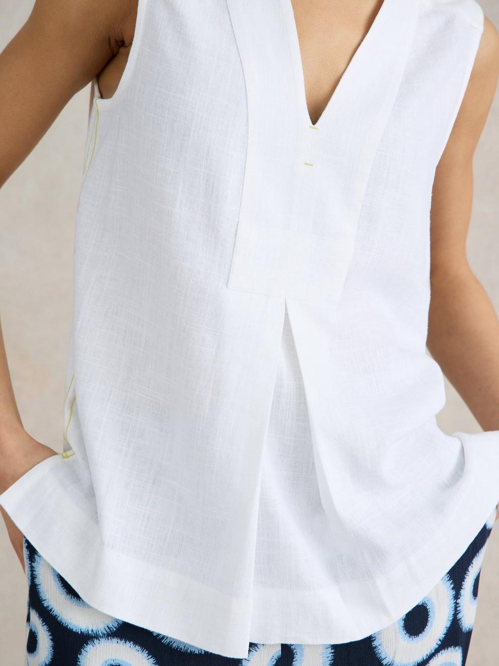 White Stuff Celia Jersey Mix Shirt-White finn
