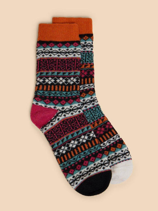 White Stuff Fairisle Pop Wool Mix Socks