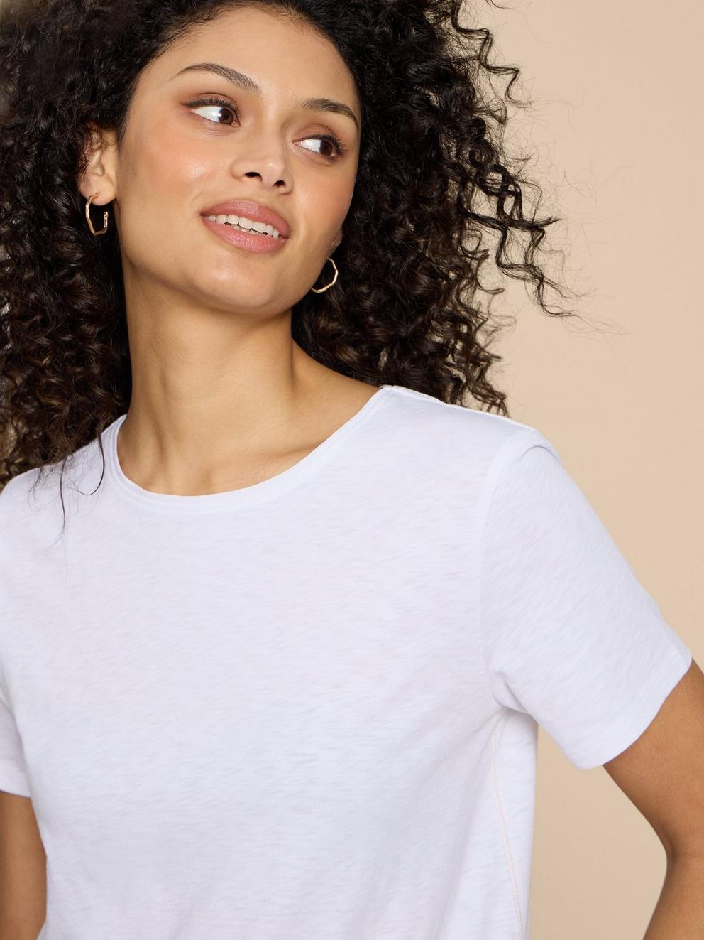 White Stuff Abbie Plain Tee-Shirts & Tops-White finn