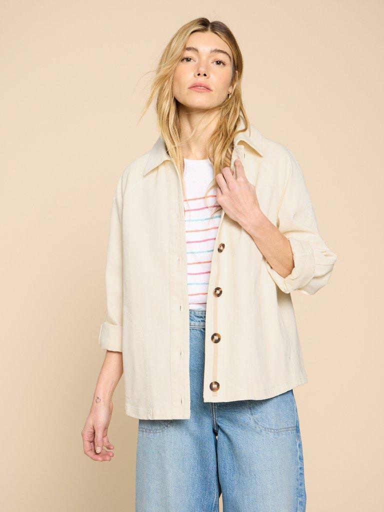 White Stuff Eden Denim Jacket-White finn
