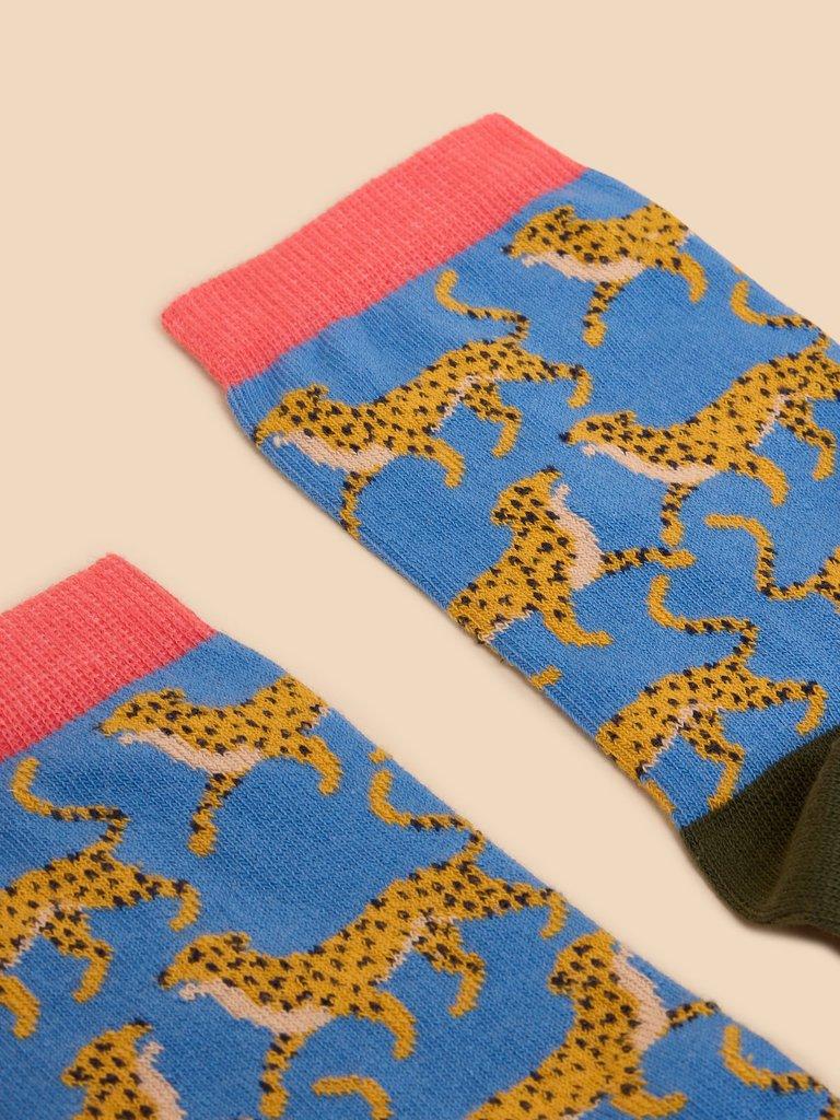 White Stuff Cheetah Ankle Sock Multi