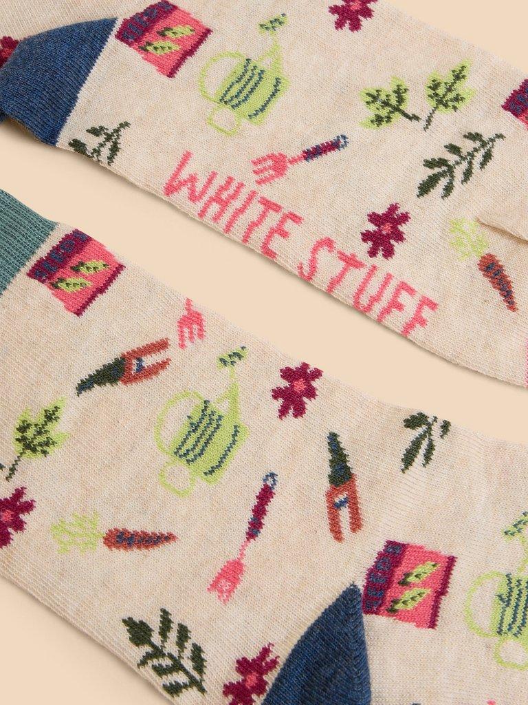 White Stuff Gardening Ankle Sock In Natural Multi