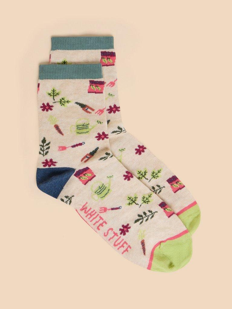 White Stuff Gardening Ankle Sock In Natural Multi