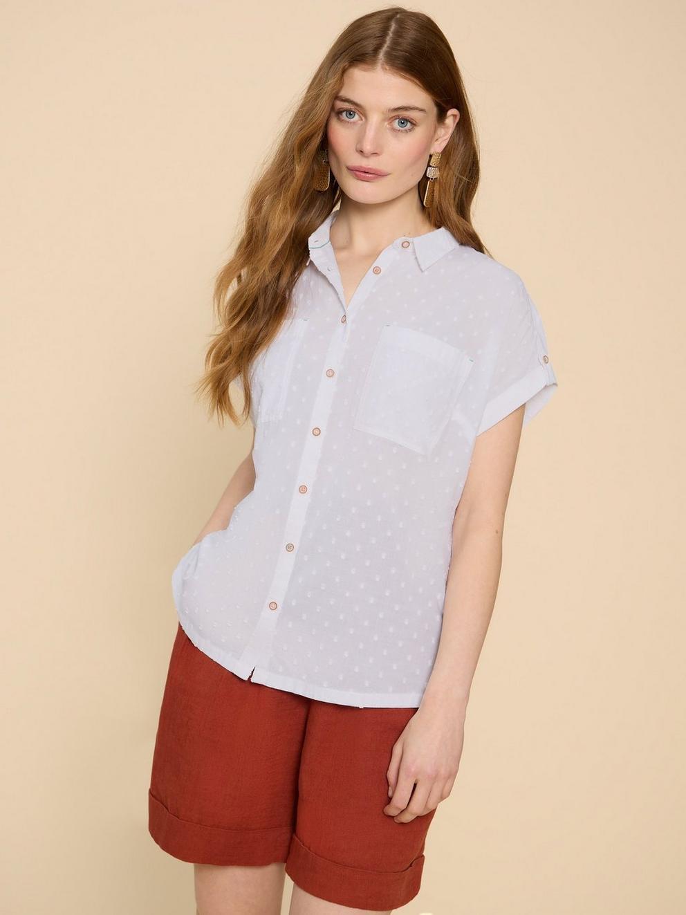 White Stuff Ellie Organic Cotton Shirt-Shirts & Tops-White finn