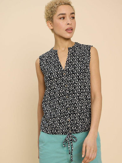 Tulip Printed Sleeveless Shirt