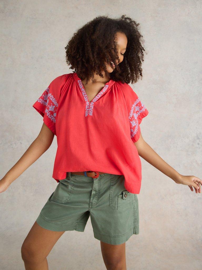 White Stuff Anna Cotton Embroidered Top-Shirts & Tops-White finn