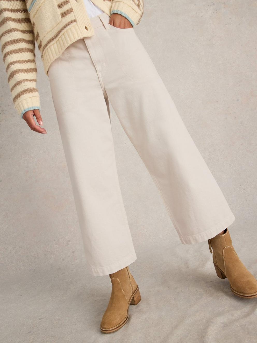 White Stuff Tia Cropped Wide Leg Jean-Trouser-White finn