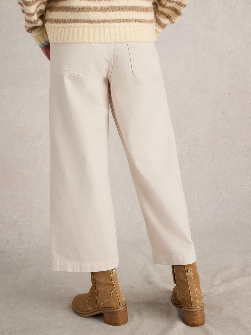 White Stuff Tia Cropped Wide Leg Jean-Trouser-White finn