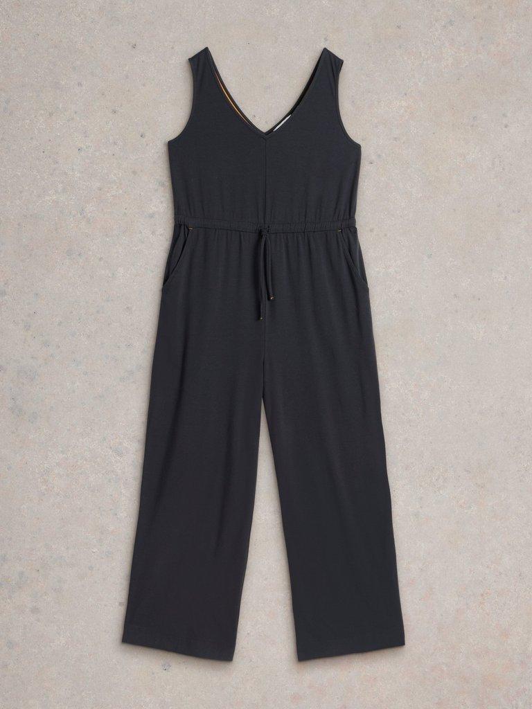 Jasmine Jersey Jumpsuit in Charcoal Grey-White finn