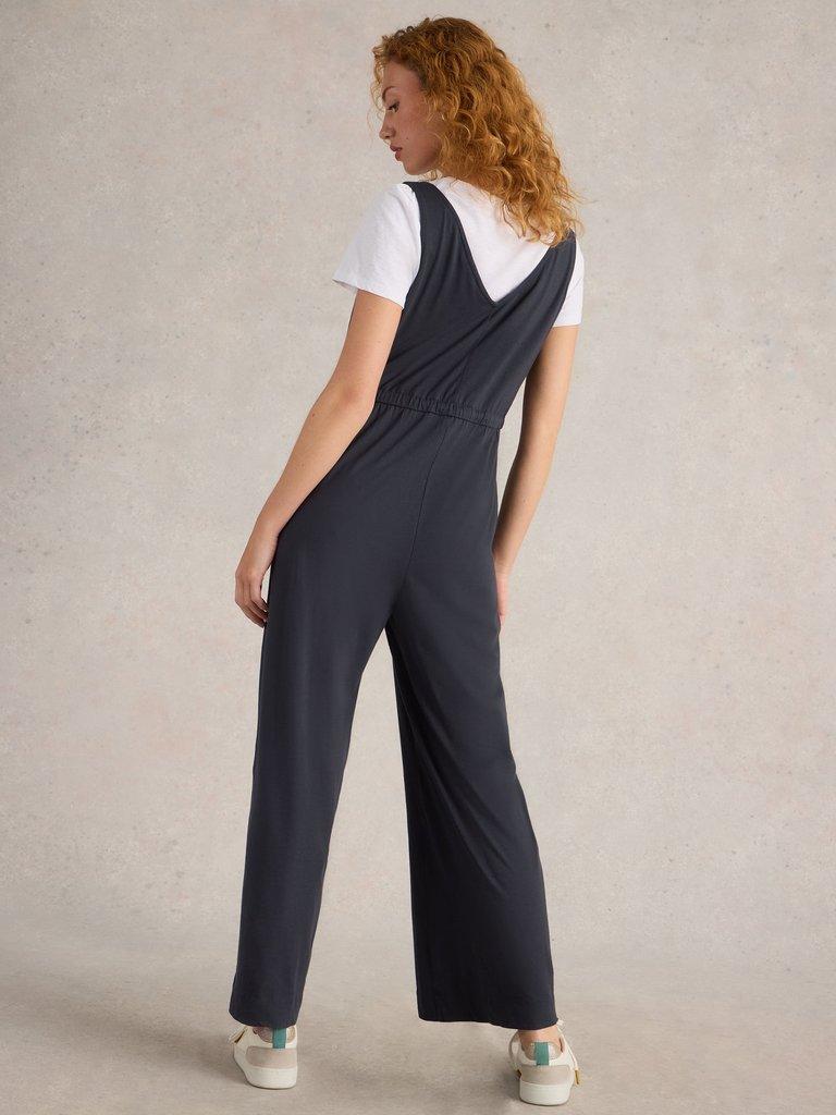 Jasmine Jersey Jumpsuit in Charcoal Grey-White finn