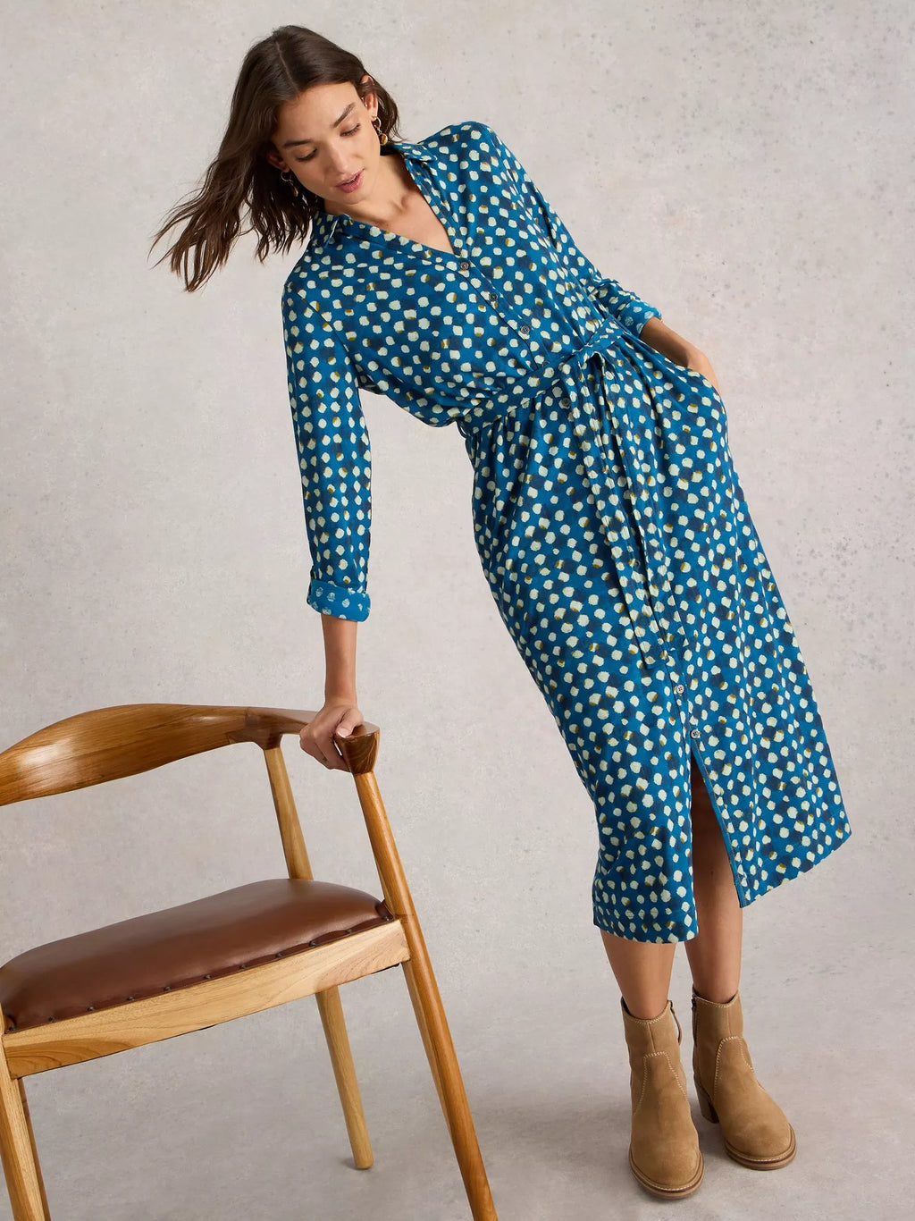 White Stuff Annie Jersey Shirt Dress-White finn