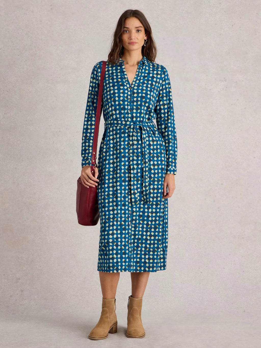 White Stuff Annie Jersey Shirt Dress-White finn