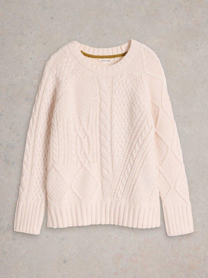 White Stuff Patchwork Cable Jumper