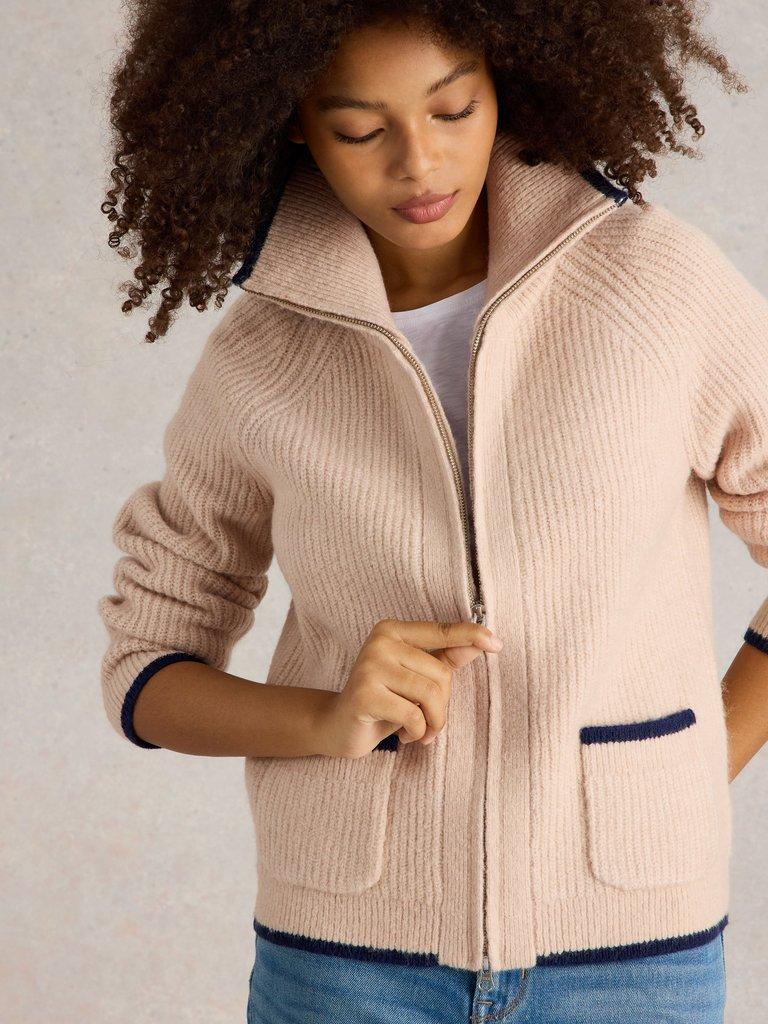 White Stuff Betty Zip Through Bomber-White finn