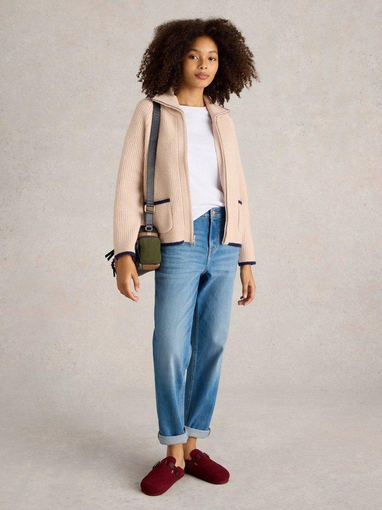 White Stuff Betty Zip Through Bomber-White finn