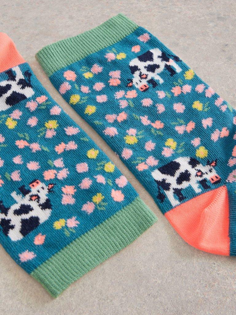 White Stuff Cow Floral Ankle Sock-White finn