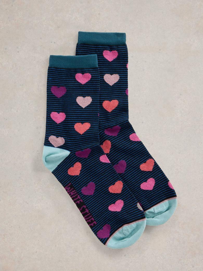 White Stuff Striped Heart Ankle Sock