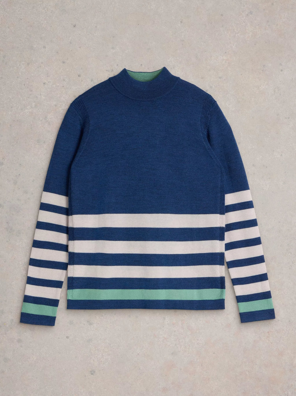 White Stuff Roll Neck Merino Jumper-White finn