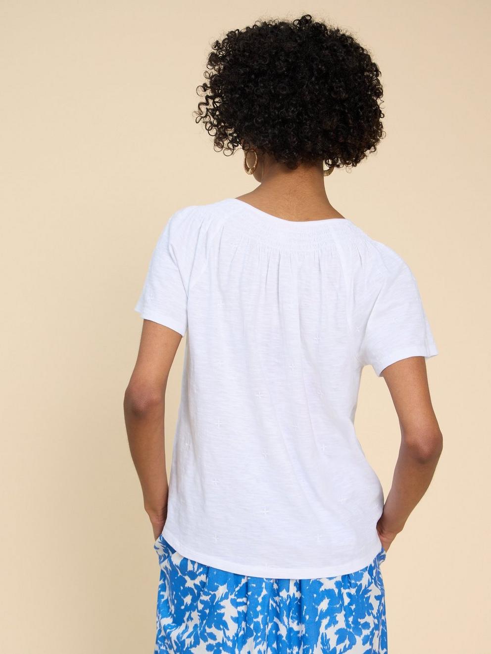 White Stuff Luella Notch Neck Emb Top-White finn