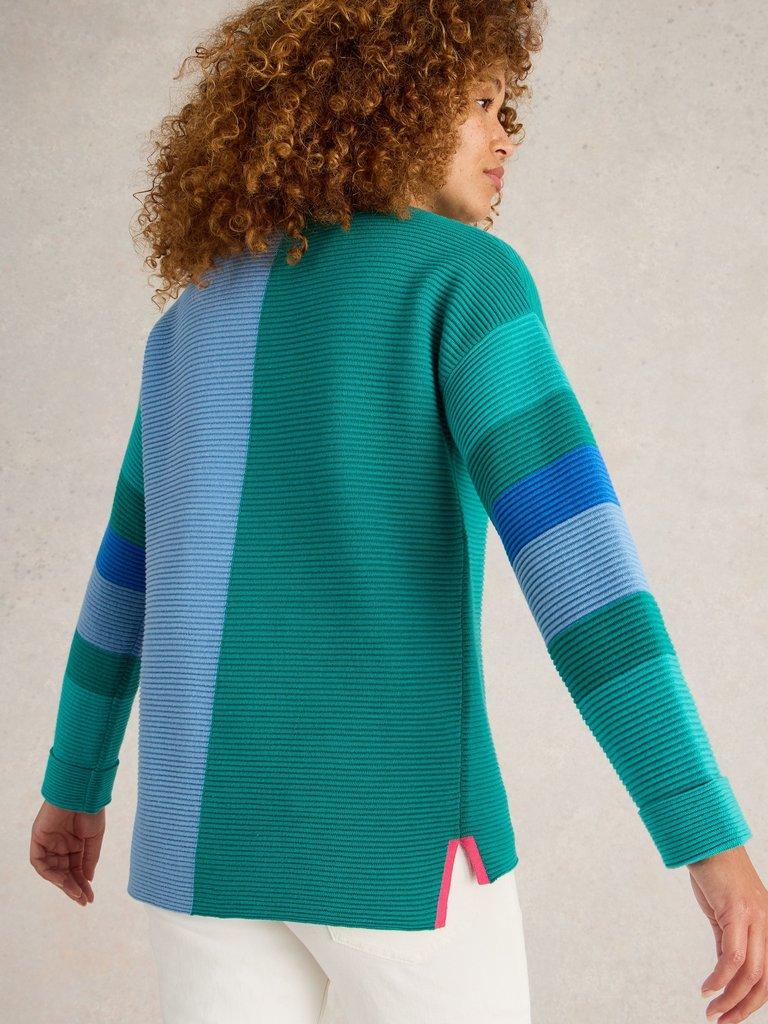 White Stuff Jana High Neck Jumper Teal Multi