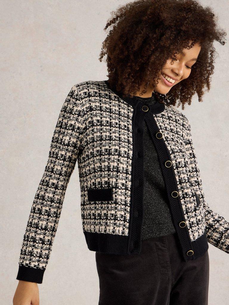 White Stuff Kelly Cardigan Black Multi-White finn