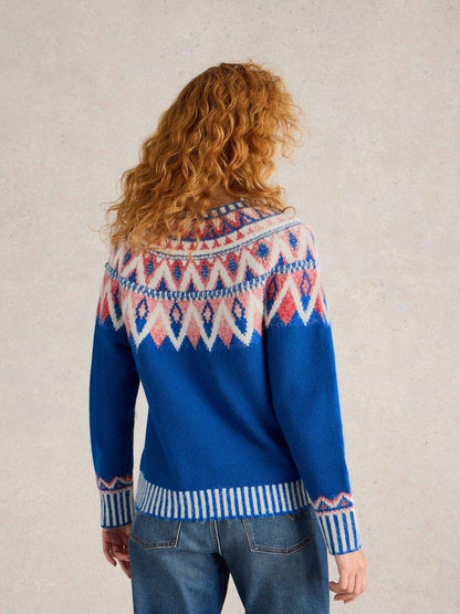 White Stuff Sapphire Fairisle Jumper in Blue Multi