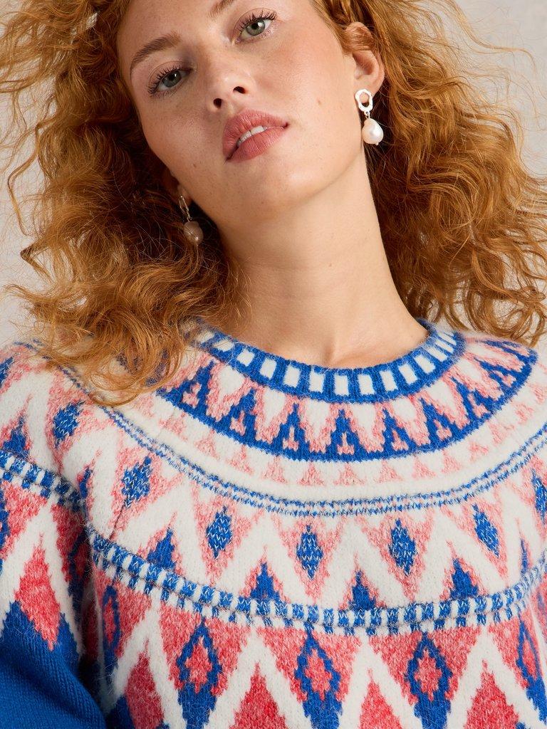 White Stuff Sapphire Fairisle Jumper in Blue Multi