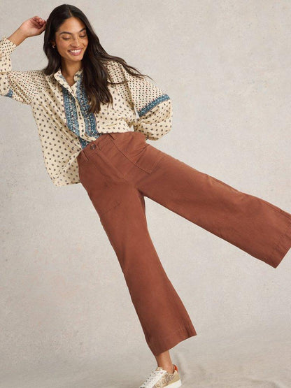 White Stuff Romy Wide Leg Cropped Trouser-White finn