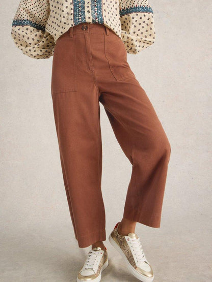White Stuff Romy Wide Leg Cropped Trouser-White finn